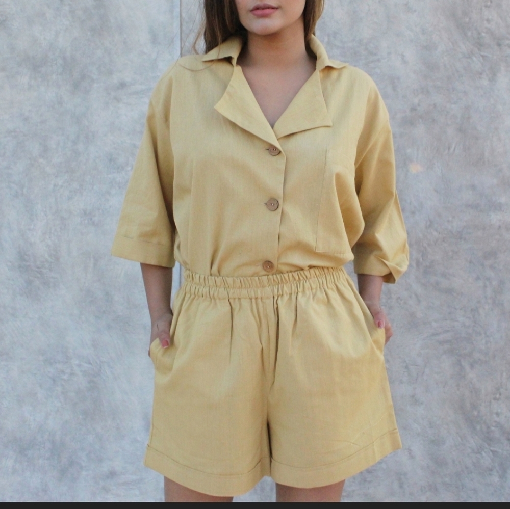 3 Piece Handmade Olive Green Linen Outfit